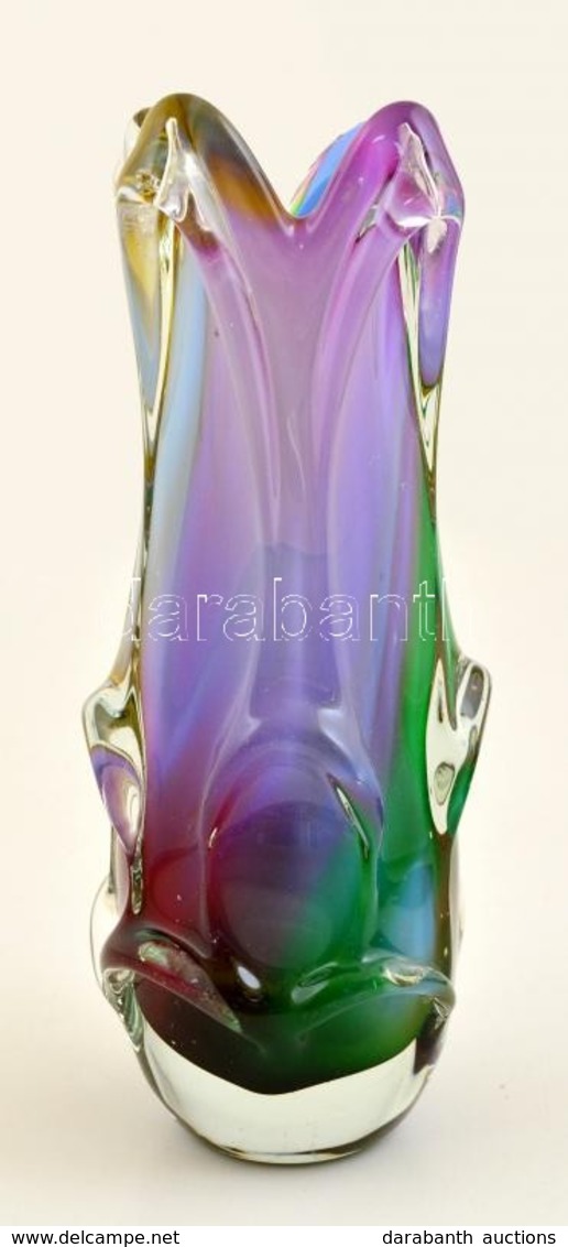 Színes üvegváza, Többrétegű, Hibátlan, M: 29,5 Cm - Glas & Kristal