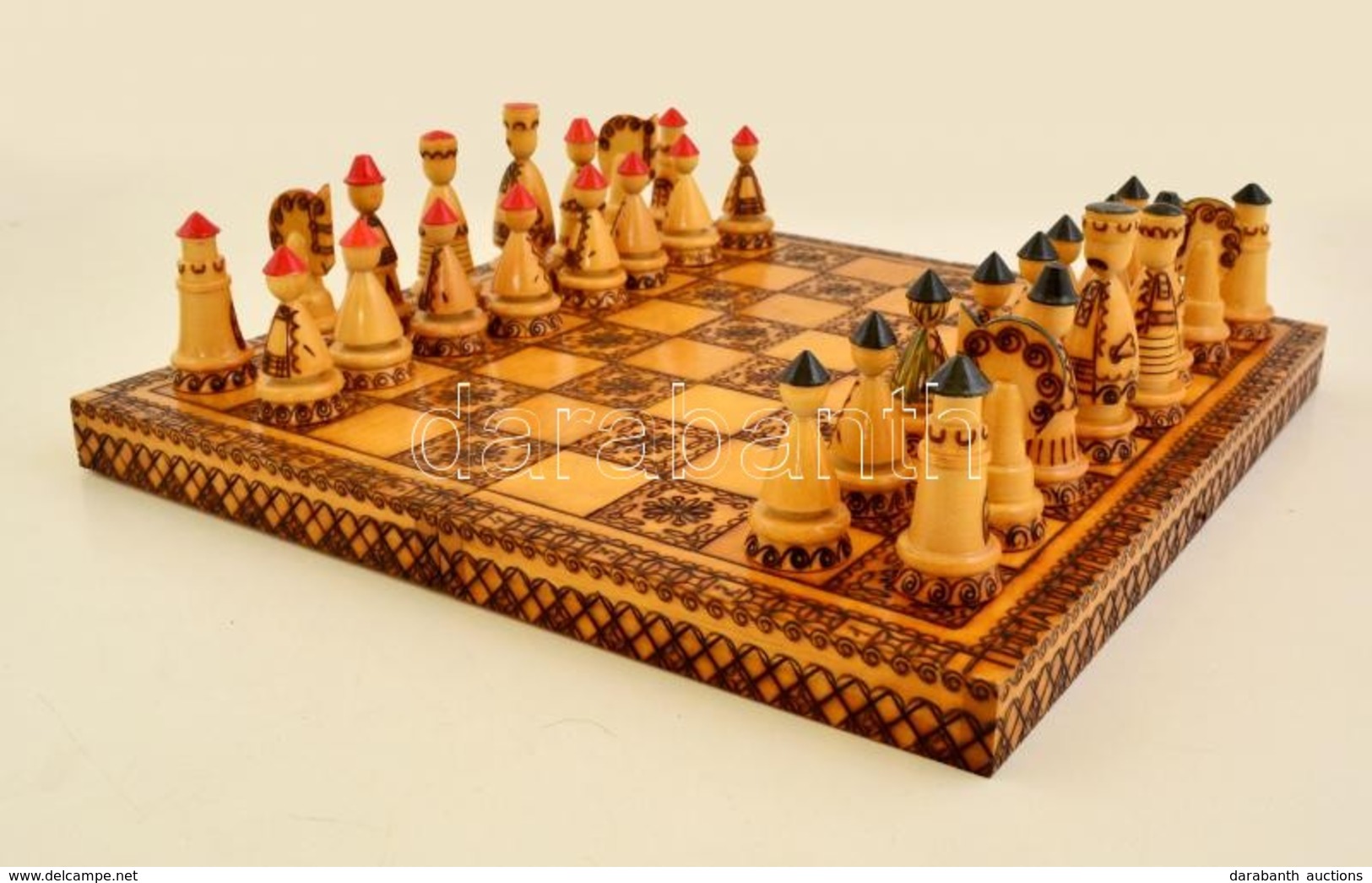 Faragott Fa Sakk Készlet / Chess Carved Wood. - Andere & Zonder Classificatie