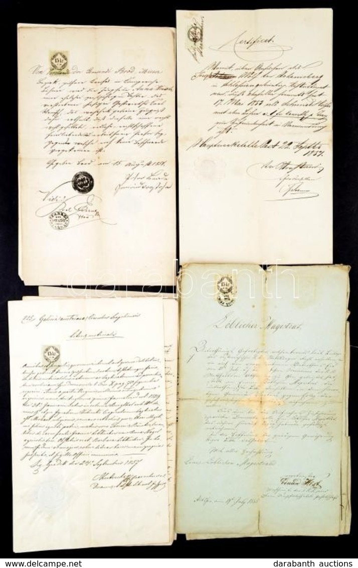 1855-1857 8 Db Régi Irat, Igazolások, Stb., 15 és 6 Kr CM Okmánybélyegekkel, Némelyik Viaszpecséttel - Ohne Zuordnung