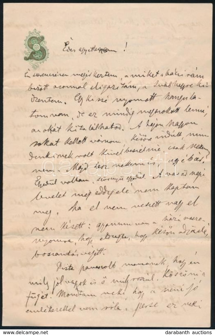 1870 Hegedűs Sándor (1847-1906) Közgadász, Miniszter, író Saját Kézzel írt Szerelmes Levele Jókay Jolánnak 4 Beírt Oldal - Non Classificati