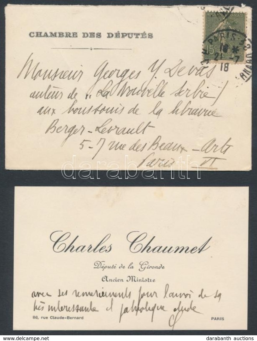 Charles Chaumet (1866-1932) Francia Politikus Saját Kézzel Megírt Névjegykártyája / 
Autograph Letter Of Charles Chaumet - Non Classificati