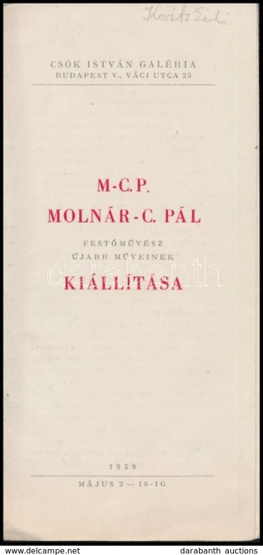 Molnár C. Pál (1894-1981) Festő által Aláírt Kiállítási Prospektus - Andere & Zonder Classificatie