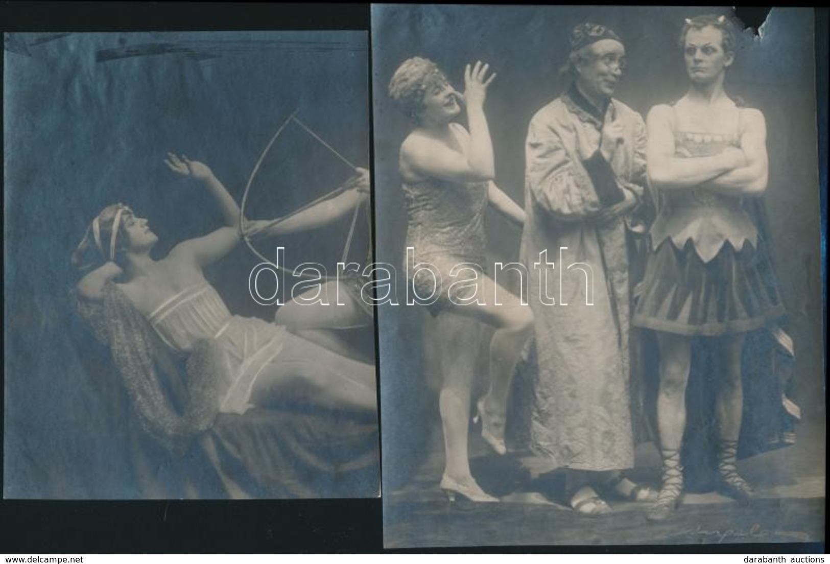 Cca 1930 Angelo (1894-1974) 2 Db Vintage Színházi Fotója, Egyik Aláírva, Másik Feliratozva, Az Egyik Kép Sérült, 16x13 C - Andere & Zonder Classificatie