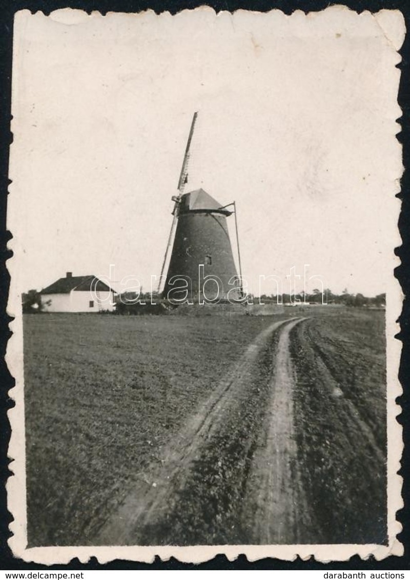 1936 Karcag, Szélmalom, Hátoldalon Feliratozott Fotó, 6×4 Cm / Windmill, Karcag, Hungary, Photo - Andere & Zonder Classificatie