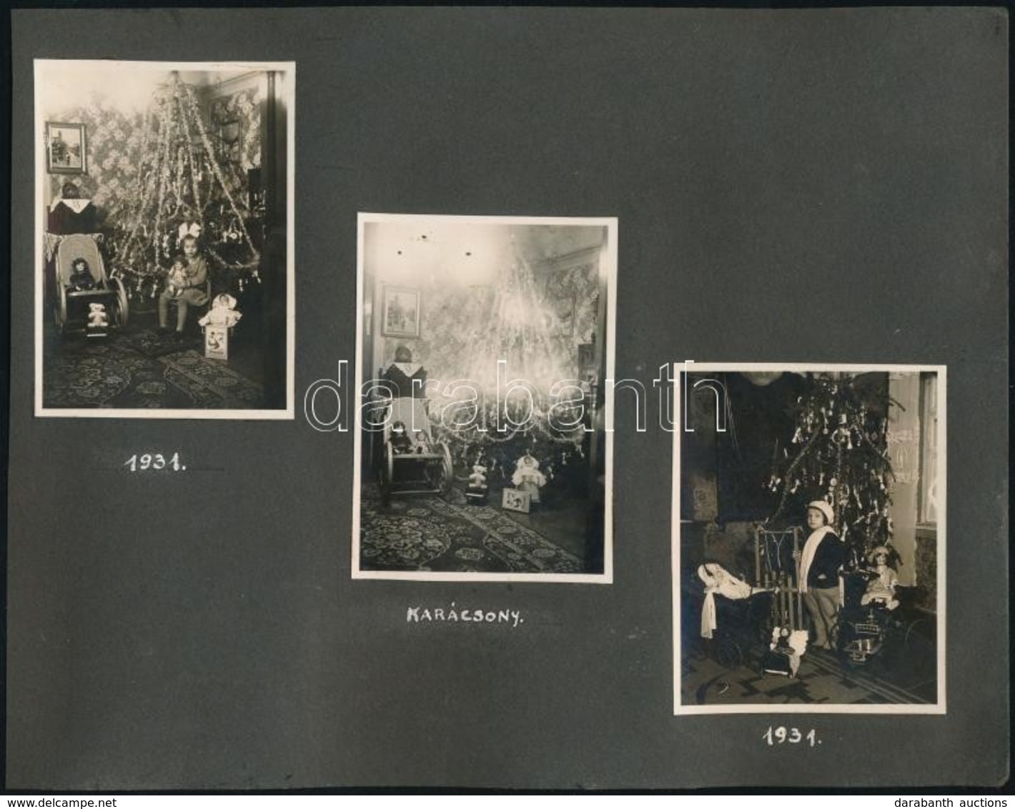 1931-1933 Régi Karácsonyok, 7 Db Fotó, Albumlapra Ragasztva, 6×9 Cm - Andere & Zonder Classificatie