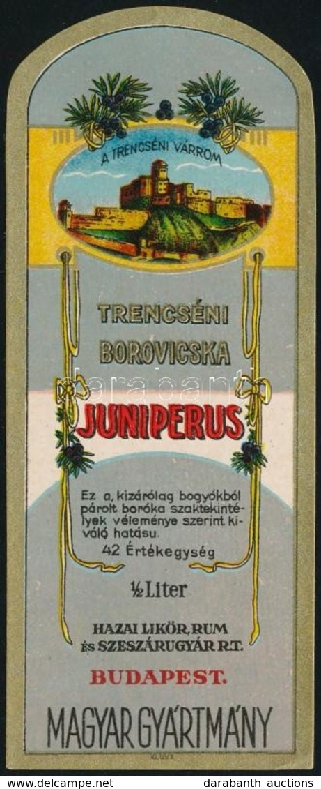 Cca 1900 Juniperus Trencséni Borovicska Italcímke, Klösz Rt., 13,5x5,5 Cm - Pubblicitari