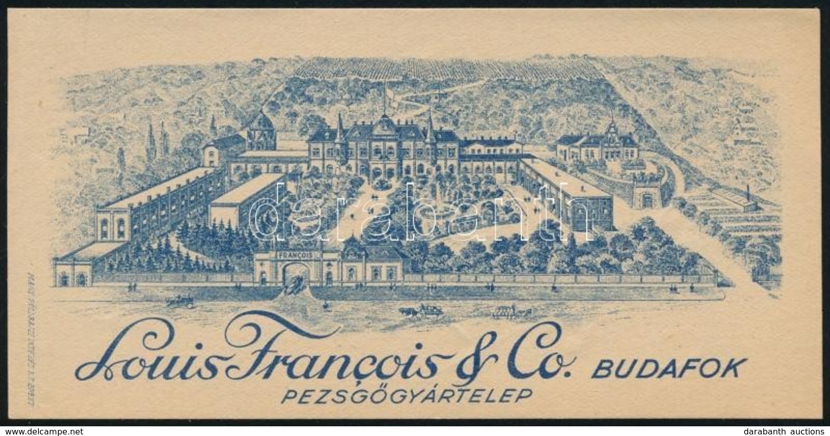 1910 A Budafoki Louis Francois & Co. Pezsgőgyártelepe Fametszetes Számolócédula - Reclame