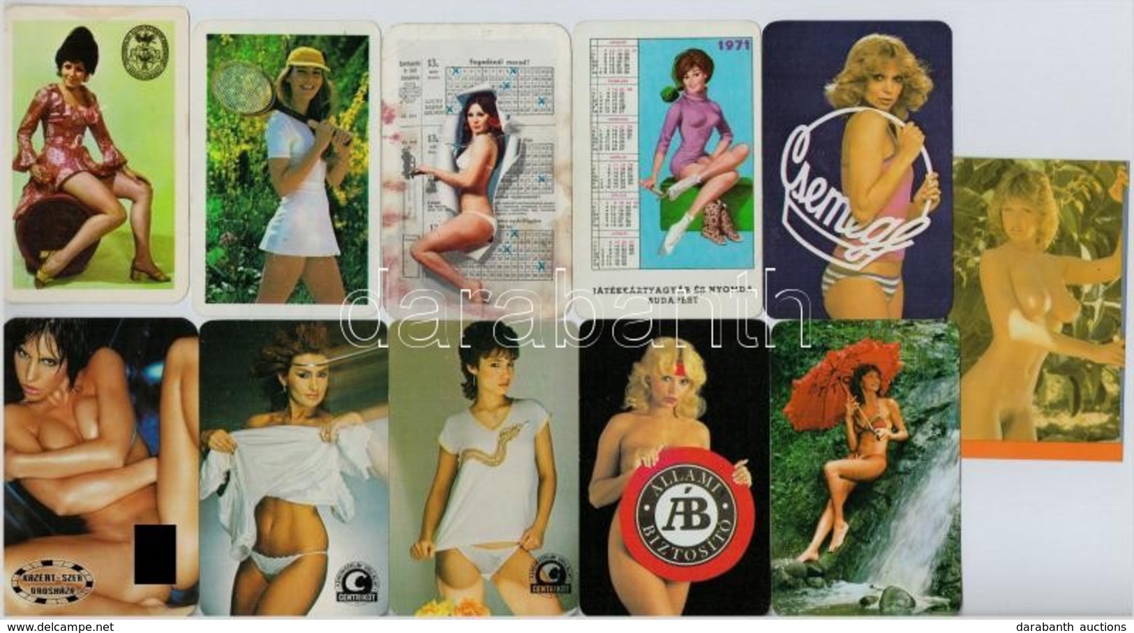 1971-2011 Csajos, Erotikus Kártyanaptárak, 11 Db - Werbung