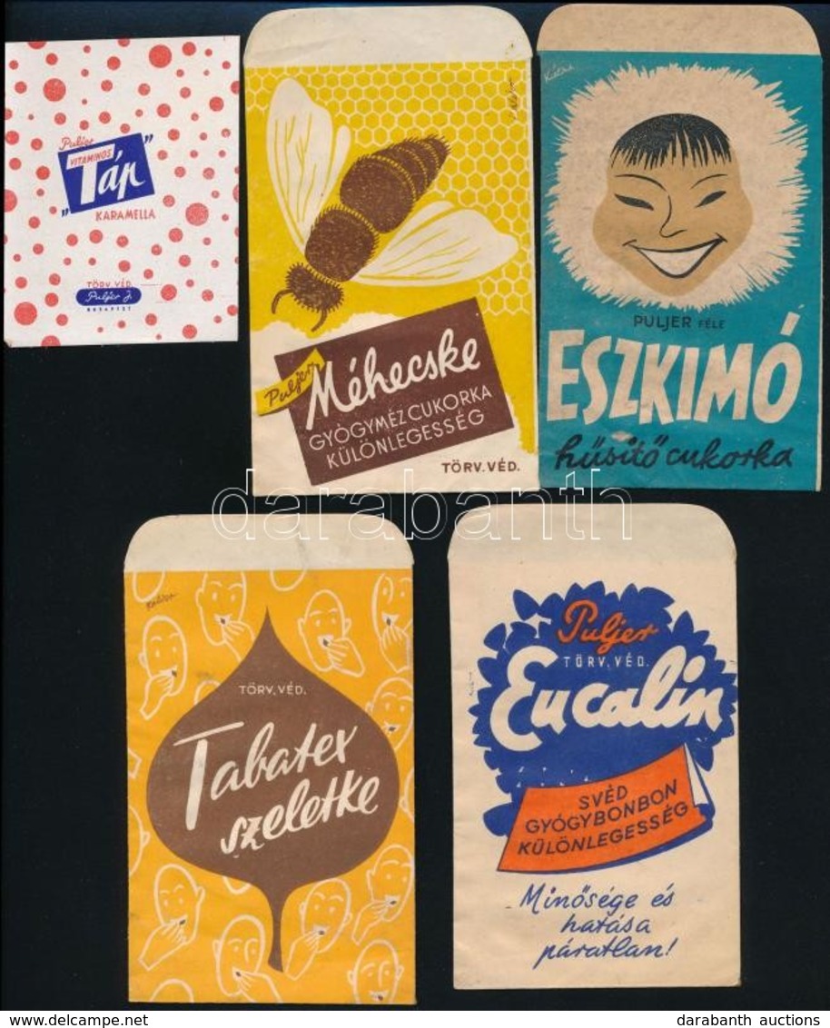 Cca 1940 6 Féle Gyógycukorka Reklámos Papírtasak - Reclame