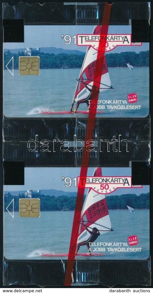 2 Db Balaton Surf Motívumos Telefonkártya, összefüggő, Bontatlan Csomagolásban - Zonder Classificatie