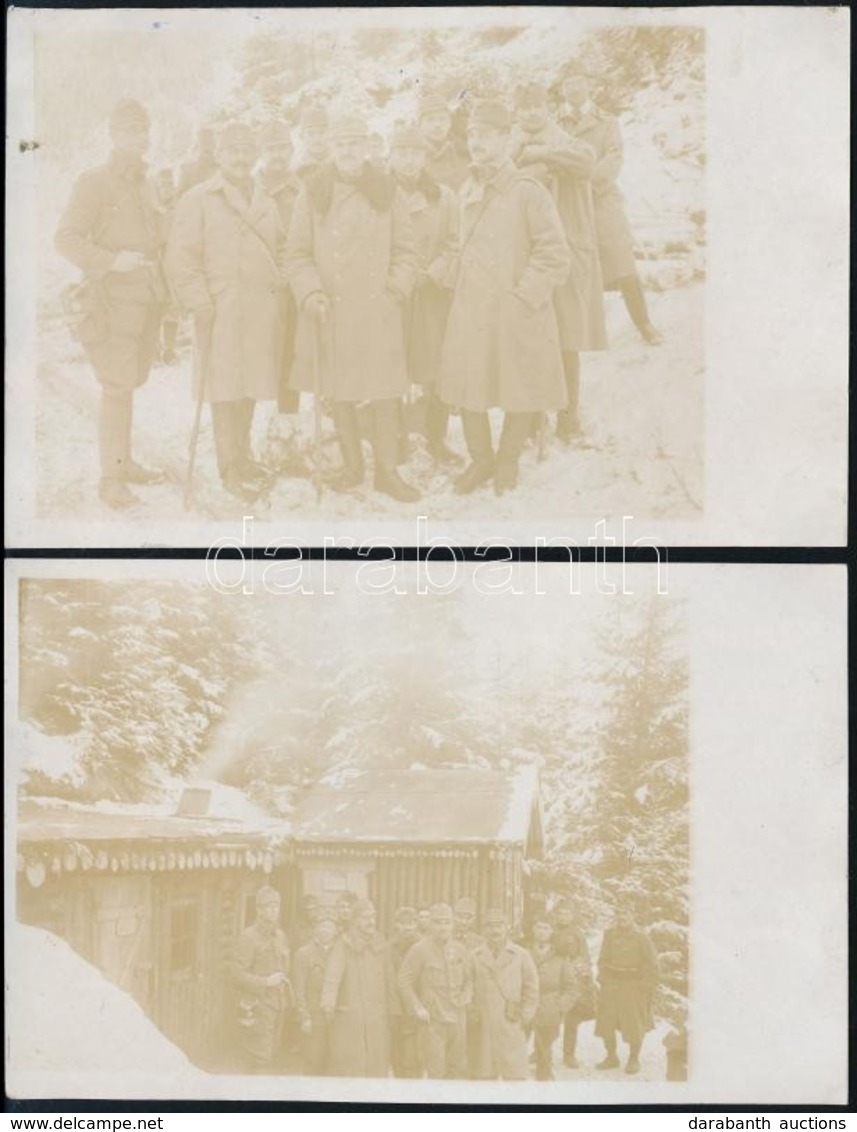 1917 Osztrák-magyar Katonák A Harcok Szünetében, Román-front, Gladul, 2 Db Fotólap, 9x14 Cm - Altri & Non Classificati