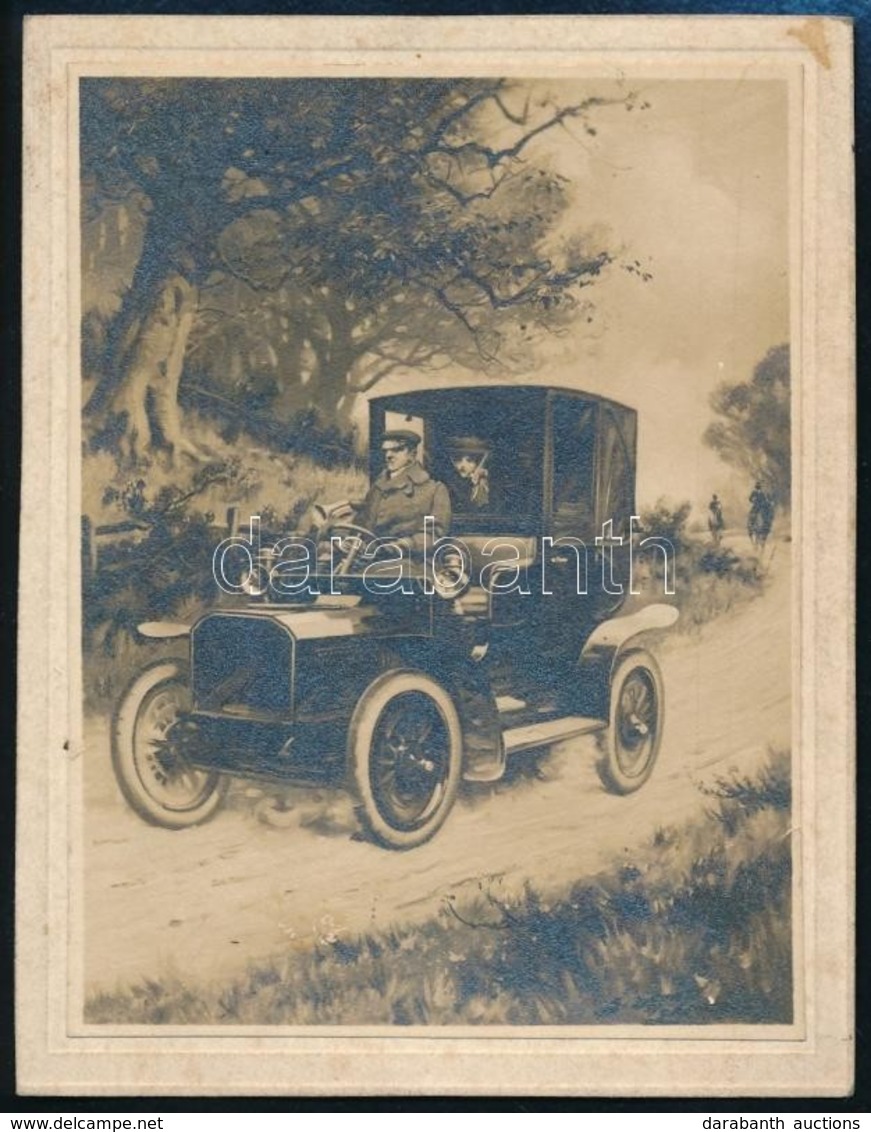 Cca 1901 Automobile-ról Készült Festmény Fotója, Fotó Kartonon, A Hátoldalán Feliratozva, 9x7 Cm - Sonstige & Ohne Zuordnung