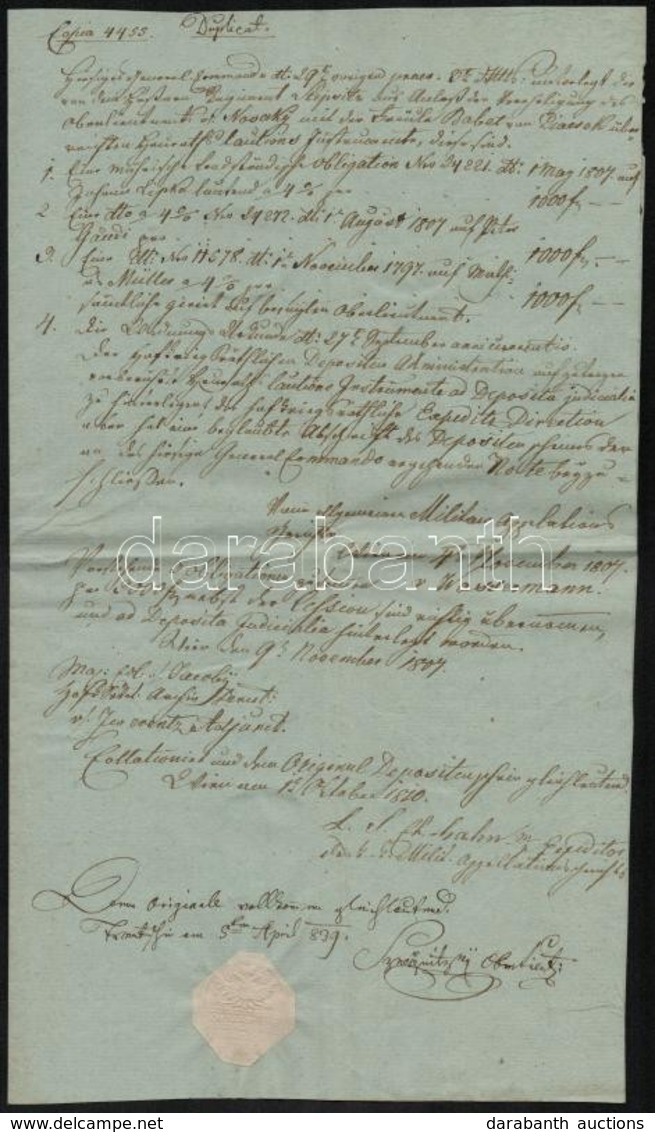 1839 Okmány Katonai Alakulat Pecsétjével - Altri & Non Classificati