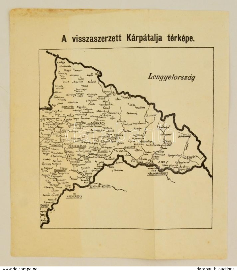 1939  A Visszaszerzett Kárpátalja Térképe, 21x16 Cm, 22x25 Cm - Andere & Zonder Classificatie