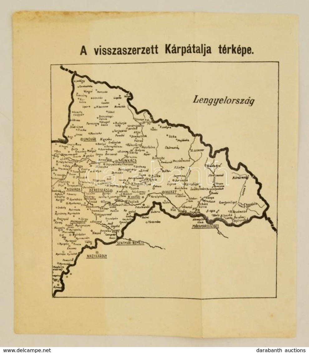 1939  A Visszaszerzett Kárpátalja Térképe, 21x16 Cm, 22x25 Cm - Altri & Non Classificati