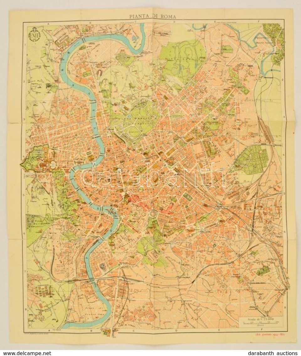 Cca 1930 Róma Térkép / Map Of Rome 40x40 Cm - Altri & Non Classificati