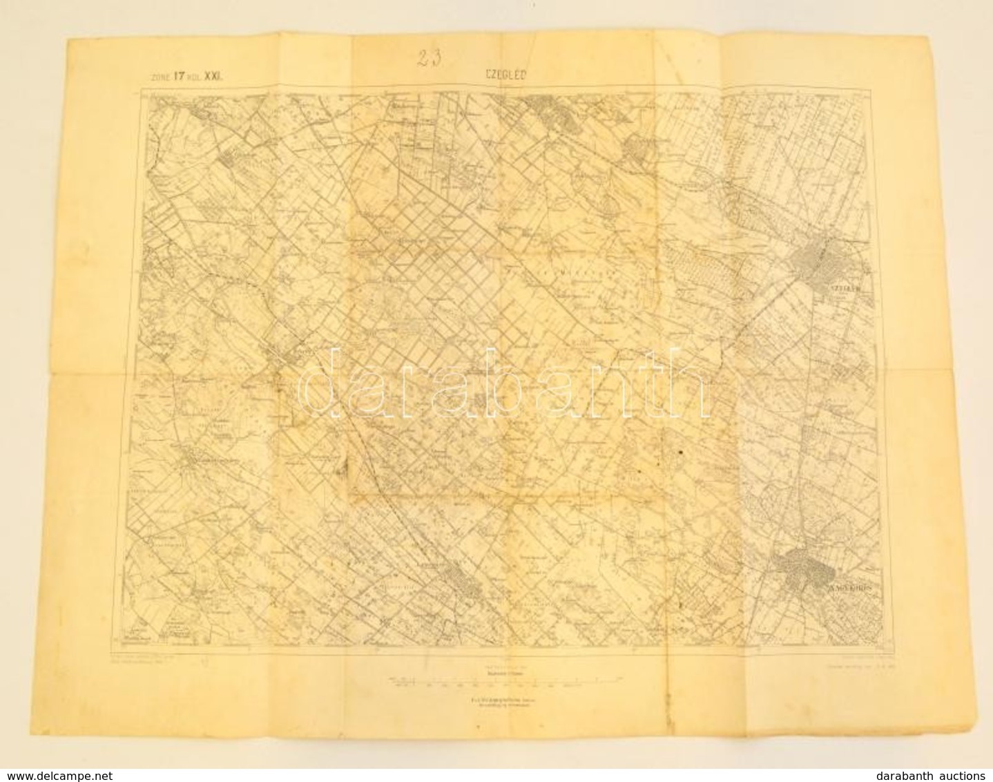 1910 Cegléd és Környékének Katonai Térképe, Kiadja K. U. K. Militärgeographisches Institut, 47×61 Cm - Andere & Zonder Classificatie