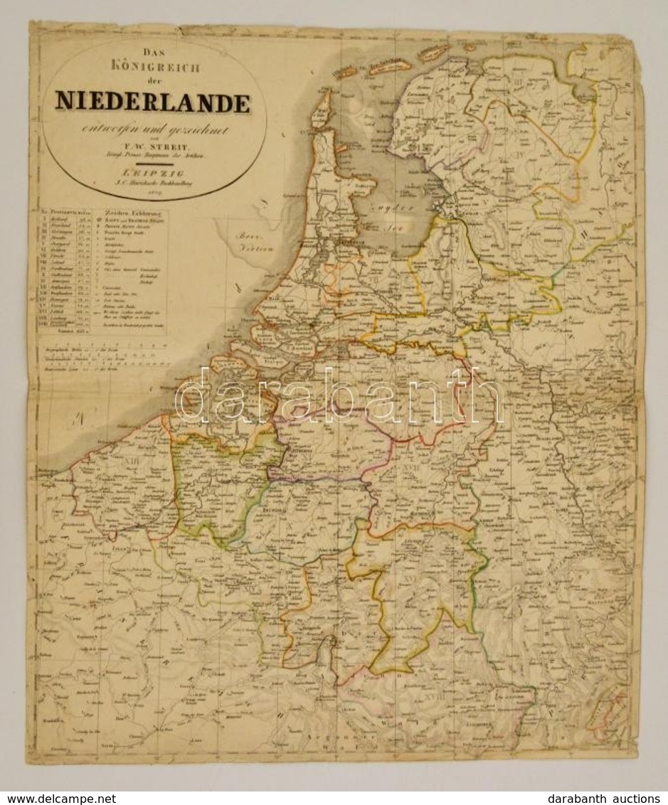 1829 Hollandia Rézmetszetű Térképe F. W. Streit, Leipzig, J. C. Hinrichs, 39x49 Cm Szűkre Vágva. ./ 1829 Etched Map Of T - Andere & Zonder Classificatie