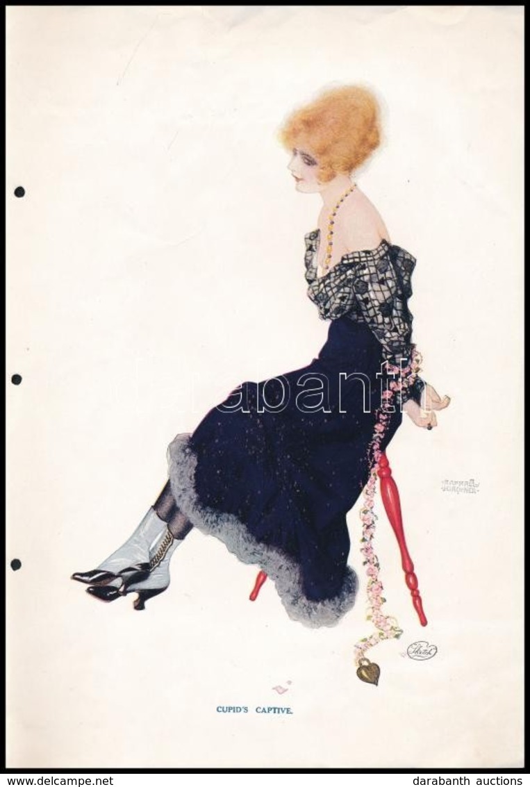 Cca 1920 Raphael Kirchner: Cupido Foglya, Art Deco Nyomat A Sketch Magazinból, 29x19,5 Cm - Zonder Classificatie