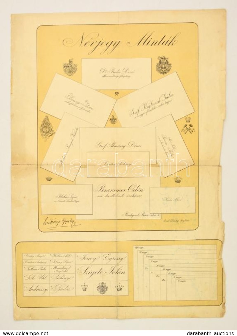 Cca 1920-1930 Névjegy Minták, Grófok, Koronák, Címerek, Hajtott - Zonder Classificatie