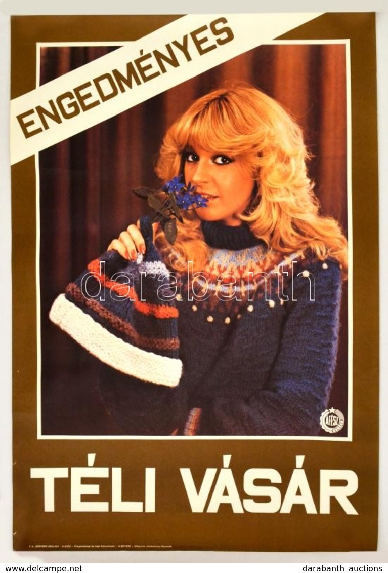 1982 Áfész Téli Vásár Reklám Plakát, 81x56,5 Cm - Altri & Non Classificati