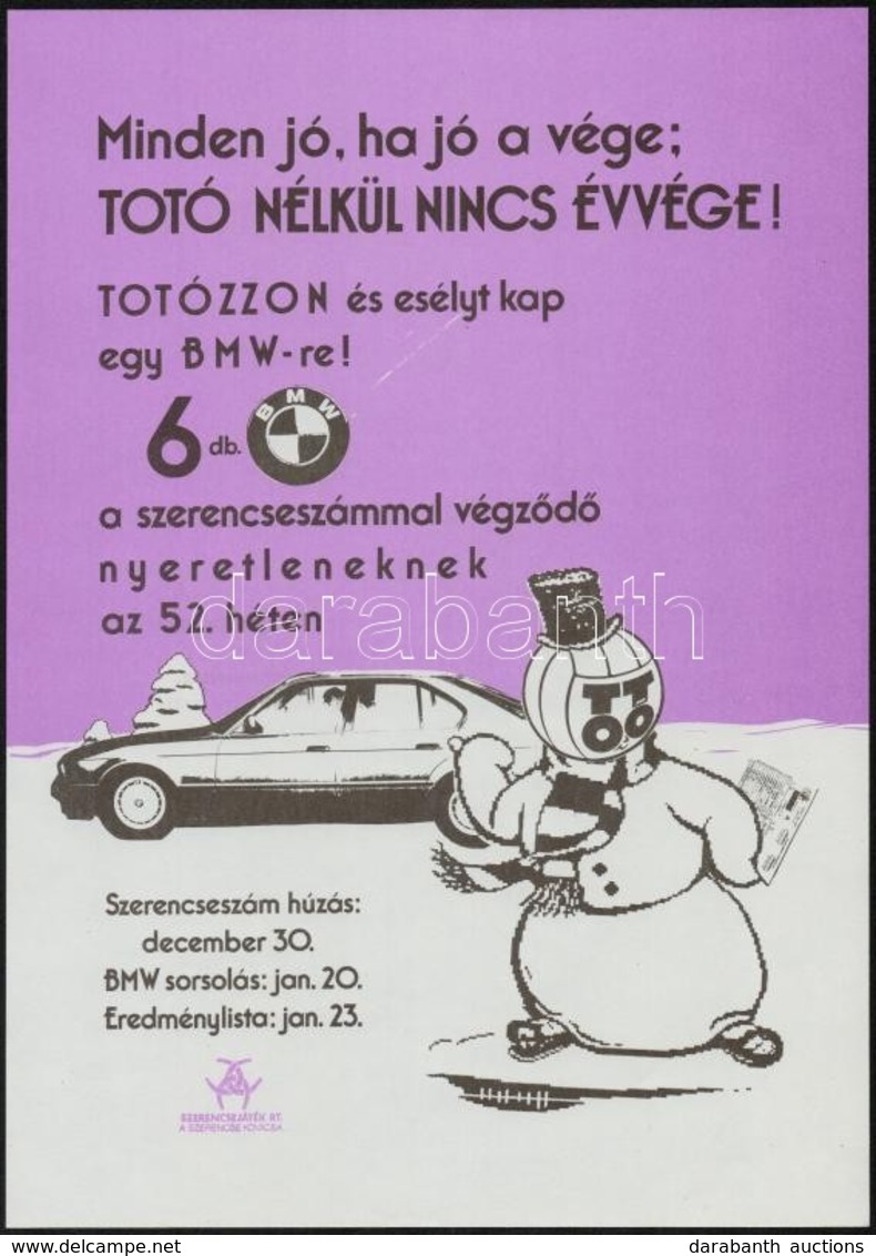 1989-1992 13 Db Reklám Plakát, Főként Szerencsejáték Rt., Köztük Totó, Hatos Lottó, Bongo, Medicina'89 Nemzetközi Orvosi - Andere & Zonder Classificatie