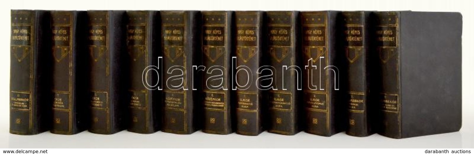 Nagy Képes Világtörténet. Szerk.: Marczali Henrik. 1-12. Köt. Bp.,é.n., Franklin-Révai. Kiadói Aranyozott Félvászon-köté - Ohne Zuordnung