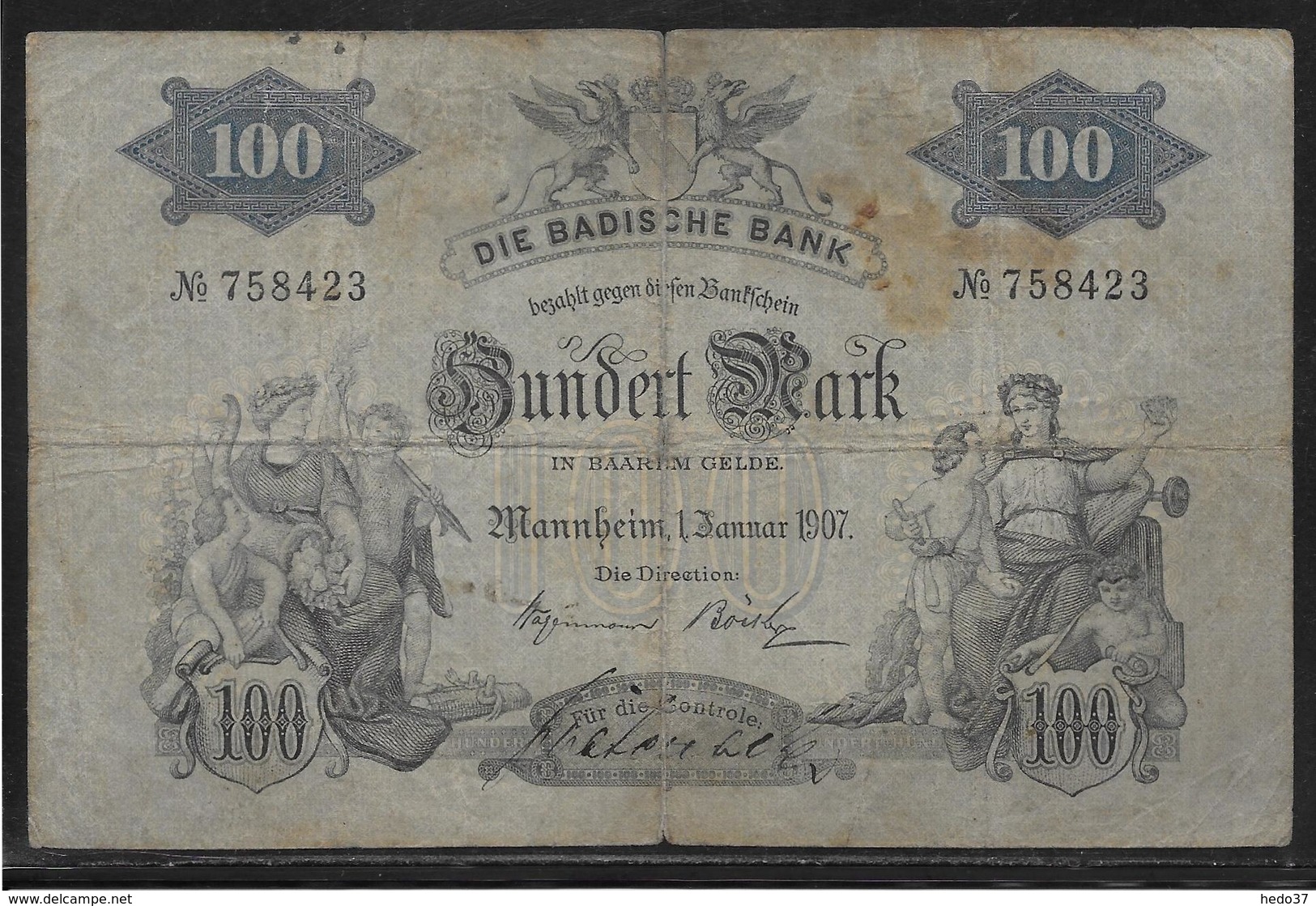 Bade - 100 Mark - 1-1-1907 - Pick N° S906 - TB - …-1871: Altdeutschland