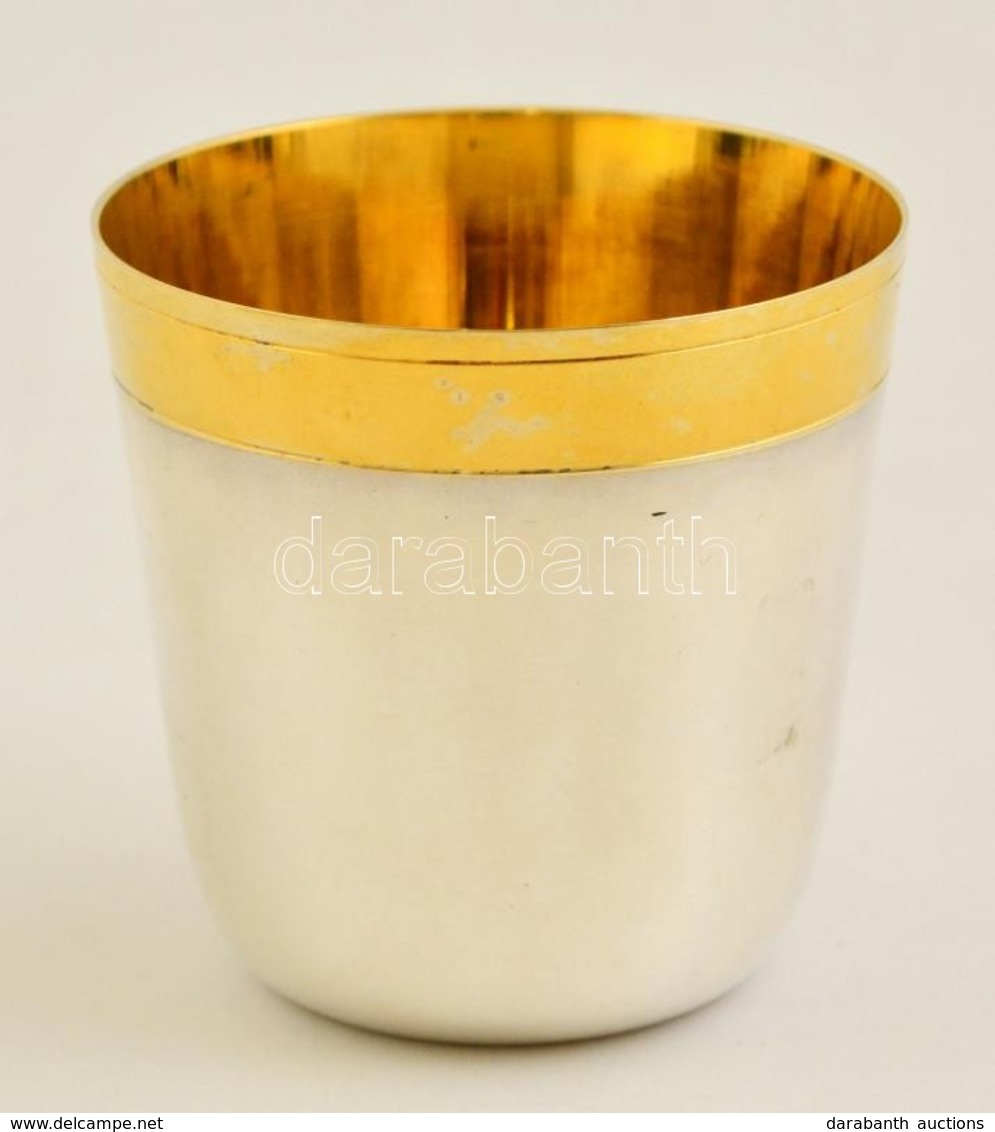 Aranyozott Ezüst Pohárka, Jelzett  / Gold Plated Silver Glass 96,6 G, 6,5 Cm - Andere & Zonder Classificatie