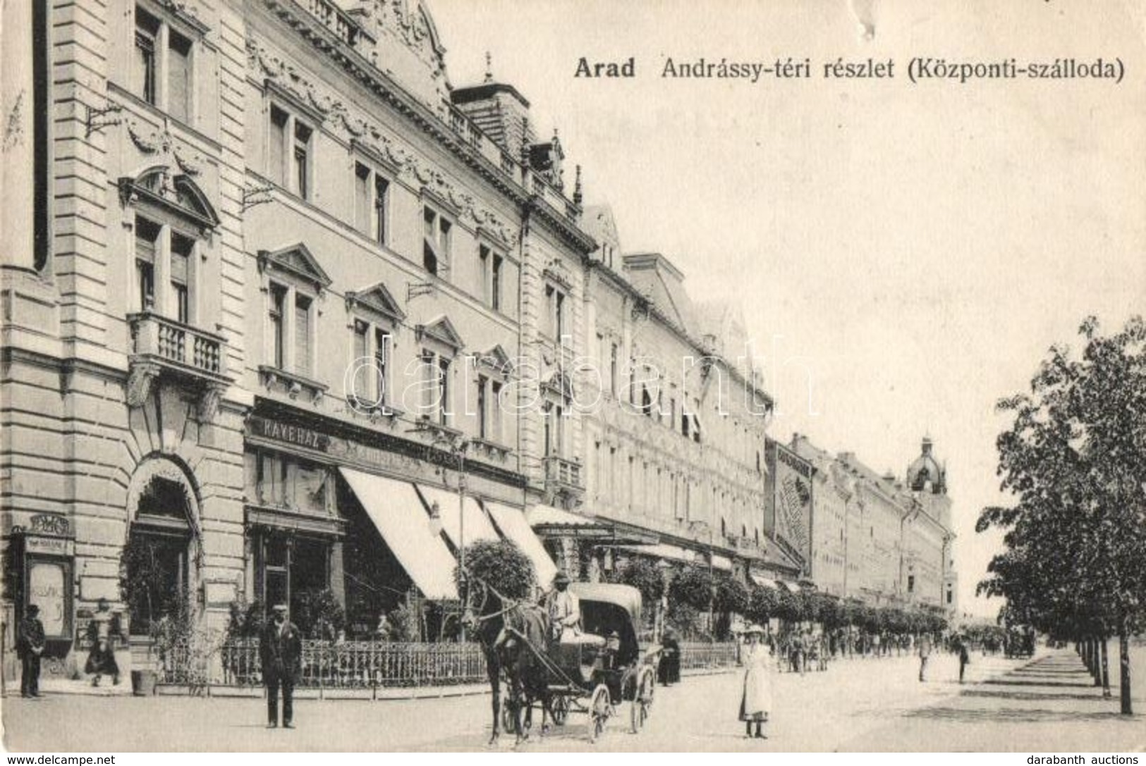 T3 1906 Arad, Andrássy Tér, Központi Szálloda, Weinberger Kávéház, Lengyel Lőrinc Bútorgyár / Square, Hotel, Cafe, Furni - Non Classificati