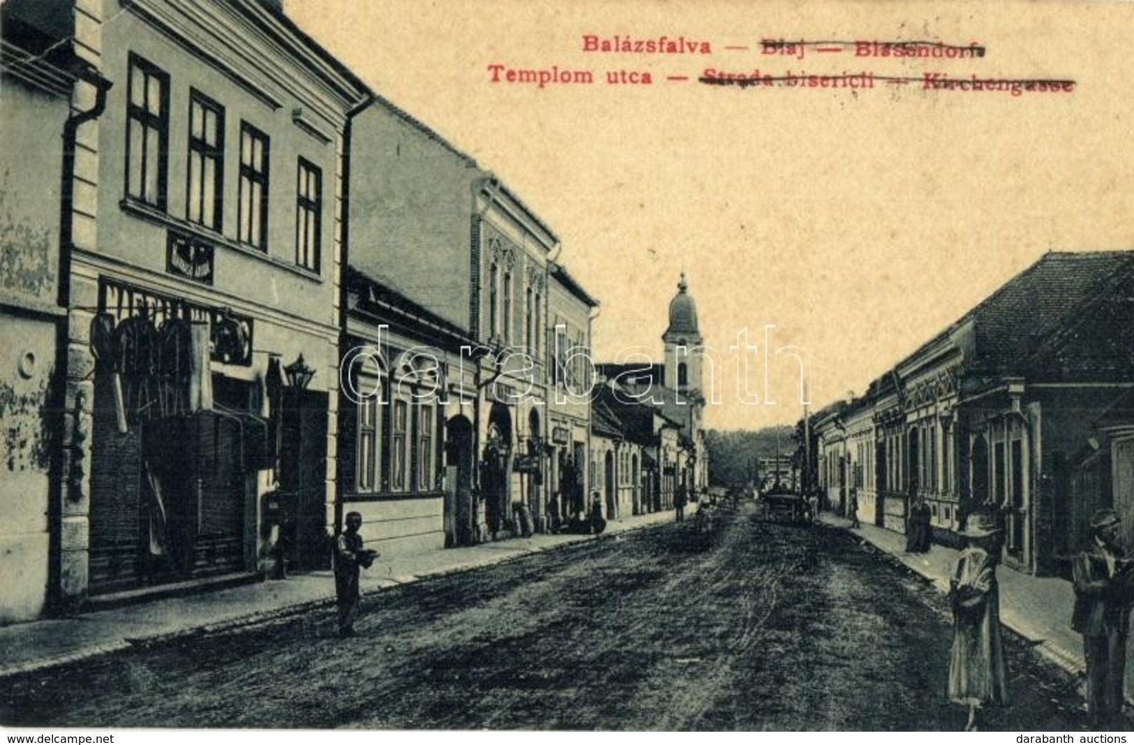 T2/T3 Balázsfalva, Blasendorf, Blaj; Strada Bisericii / Templom Utca, Naftali Vilmos üzlete. W. L. 1864. / Kirchengasse  - Non Classificati