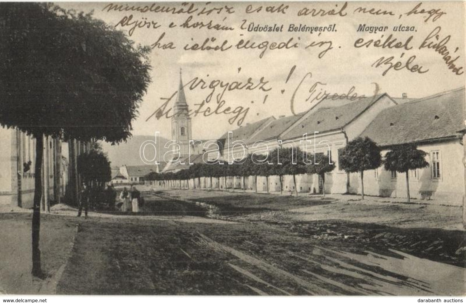 T2 Belényes, Beius; Magyar Utca, Református Templom / Street View, Calvinist Church - Zonder Classificatie