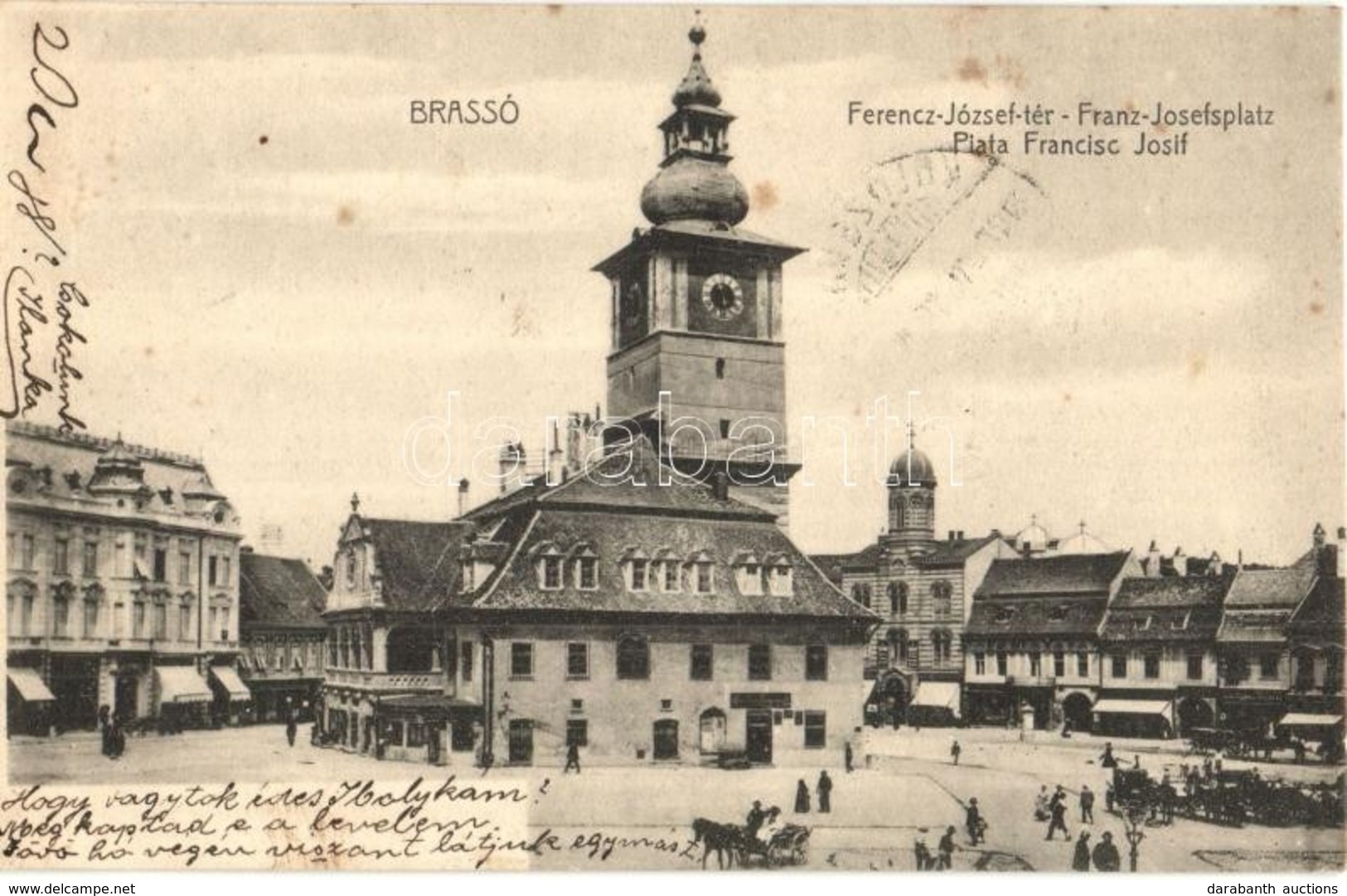 T2 Brassó, Kronstadt, Brasov; Ferenc József Tér, Tanácsháza / Piata / Platz / Square, Town Hall - Zonder Classificatie