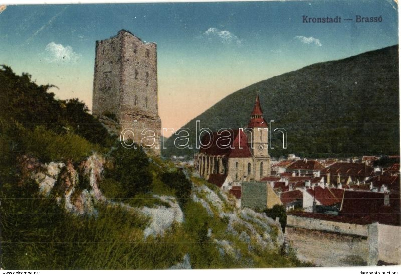 T2/T3 Brassó, Kronstadt, Brasov; Fekete Torony és Evangélikus Templom  / Black Tower And Church (EK) - Non Classificati