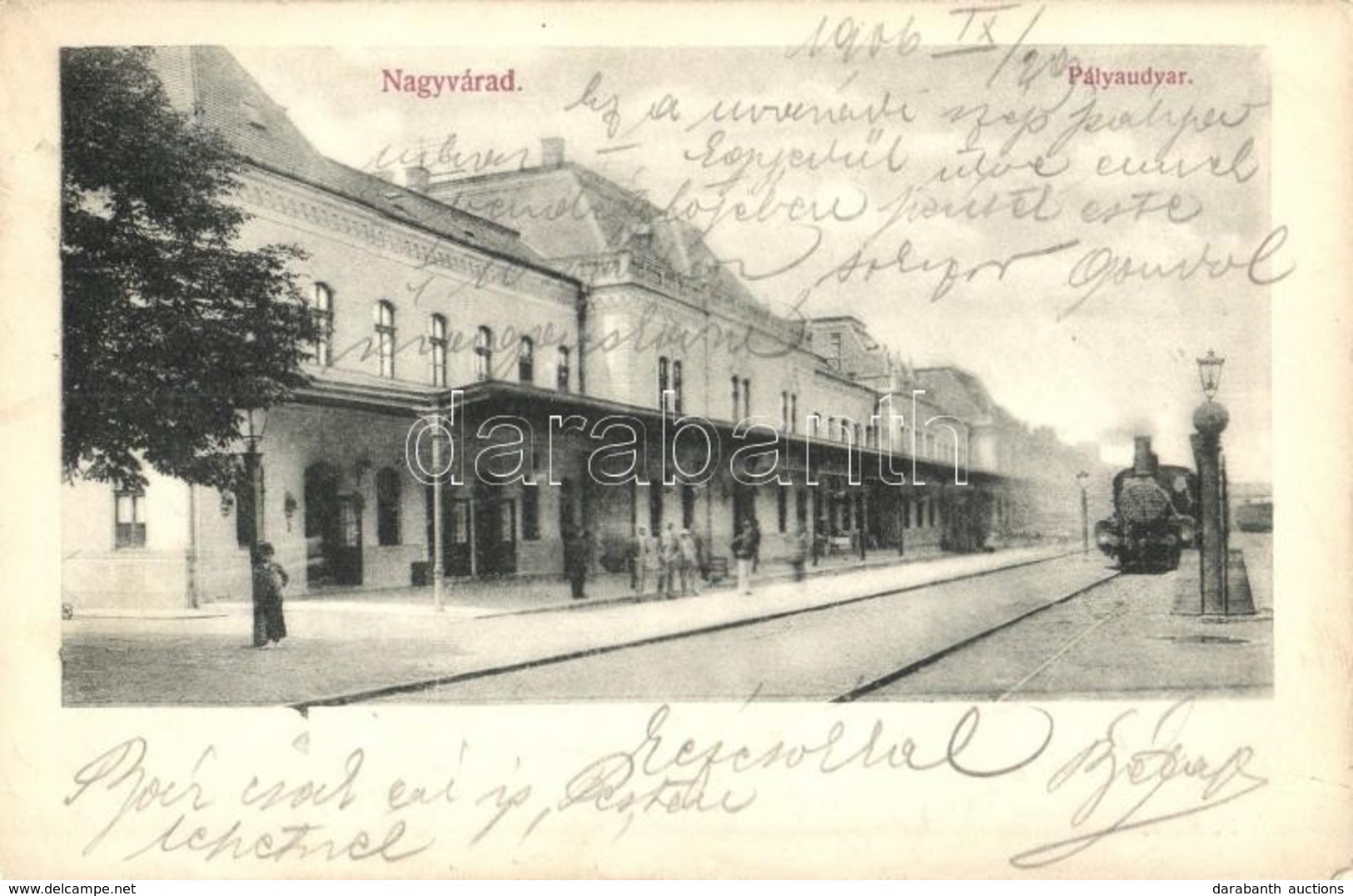 T2/T3 1906 Nagyvárad, Oradea; Pályaudvar, Vasútállomás, Gőzmozdony / Bahnhof / Railway Station, Locomotive (EK) - Zonder Classificatie