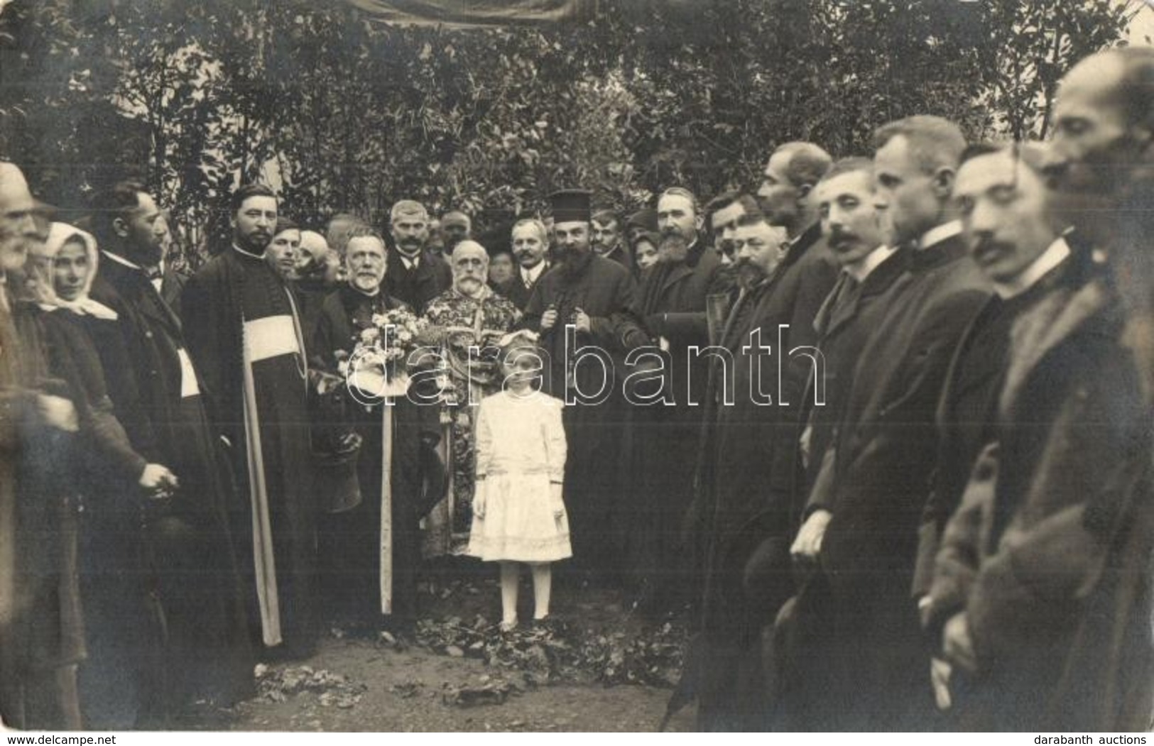 T2 1914 Somkerék, Sintereag; Ortodox Papok, Gyülekezet Csoportképe / Greek Orthodox Priests With The Mass, Photo - Zonder Classificatie
