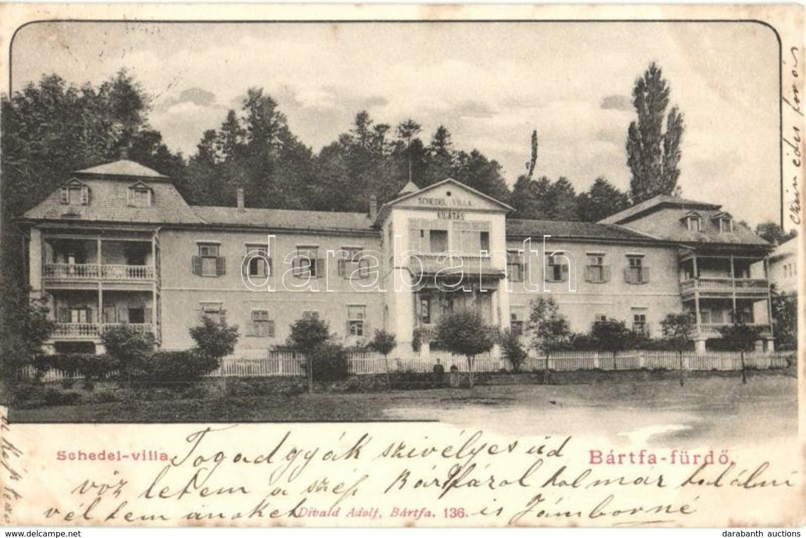 T2 1903 Bártfa, Bártfafürdő, Bardejovské Kúpele, Bardejov; Schedel Villa. Kiadja Divald Adolf 136. / Villa - Zonder Classificatie