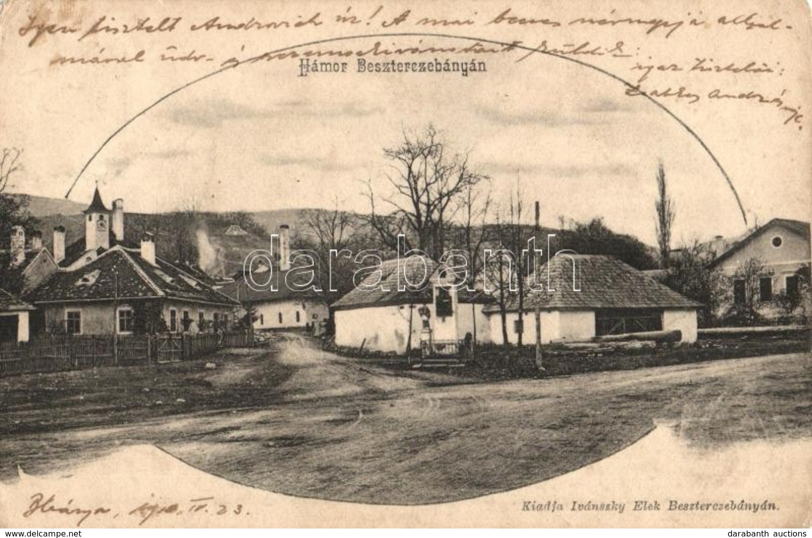 * T3 1910 Besztercebánya, Banská Bystrica; Hámor, Utcakép, Kiadja Ivánszky Elek / Street (Rb) - Zonder Classificatie
