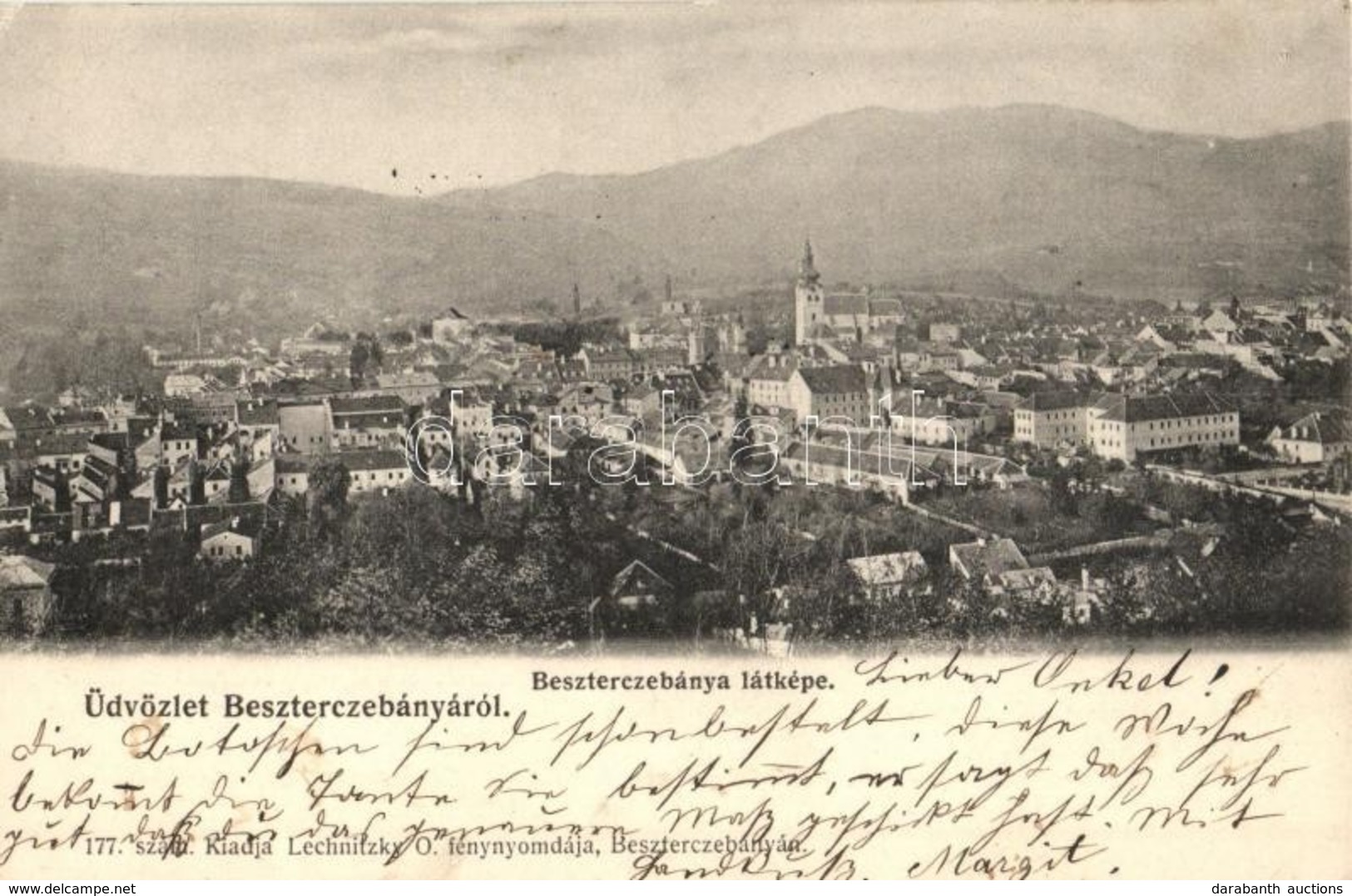 T2/T3 Besztercebánya, Banská Bystrica; Látkép. Kiadja Lechnitzky O. 177. / General View (EK) - Zonder Classificatie
