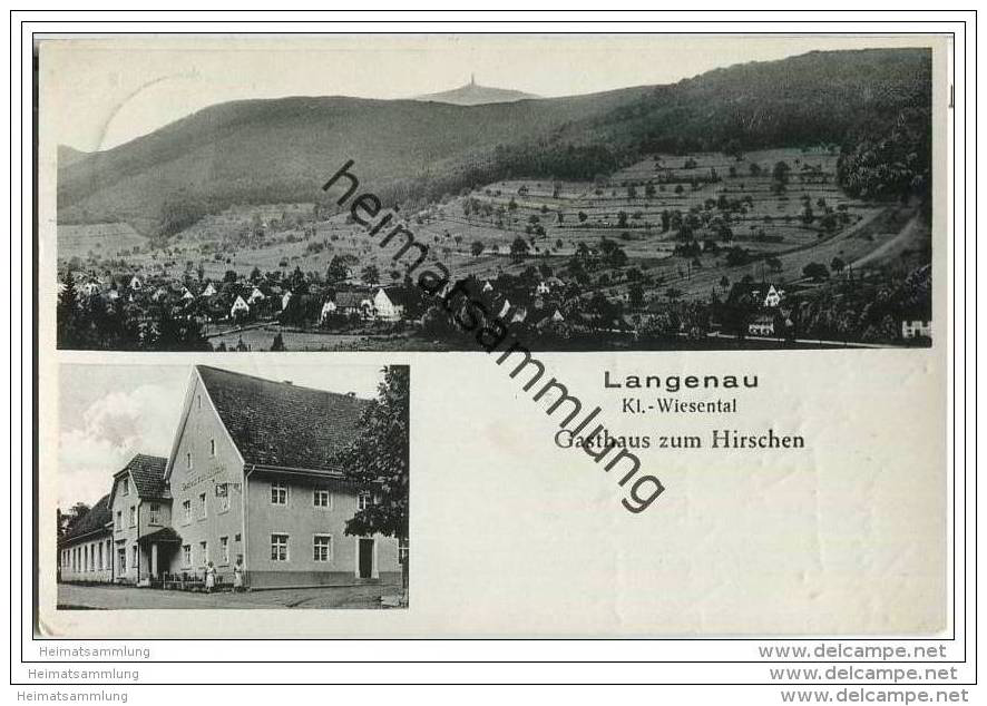 Schopfheim - Langenau - Gasthaus Zum Hirschen Besitzer Fritz Arzet - Posthilfsstellenstempel - Schopfheim