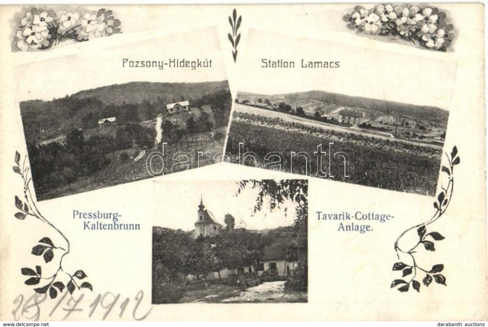 * T2 Pozsonyhidegkút, Kaltenbrunn, Dúbravka (Pozsony, Bratislava); Station Lamacs, Tavarik Cottage Anlage / Látkép, Nyar - Zonder Classificatie