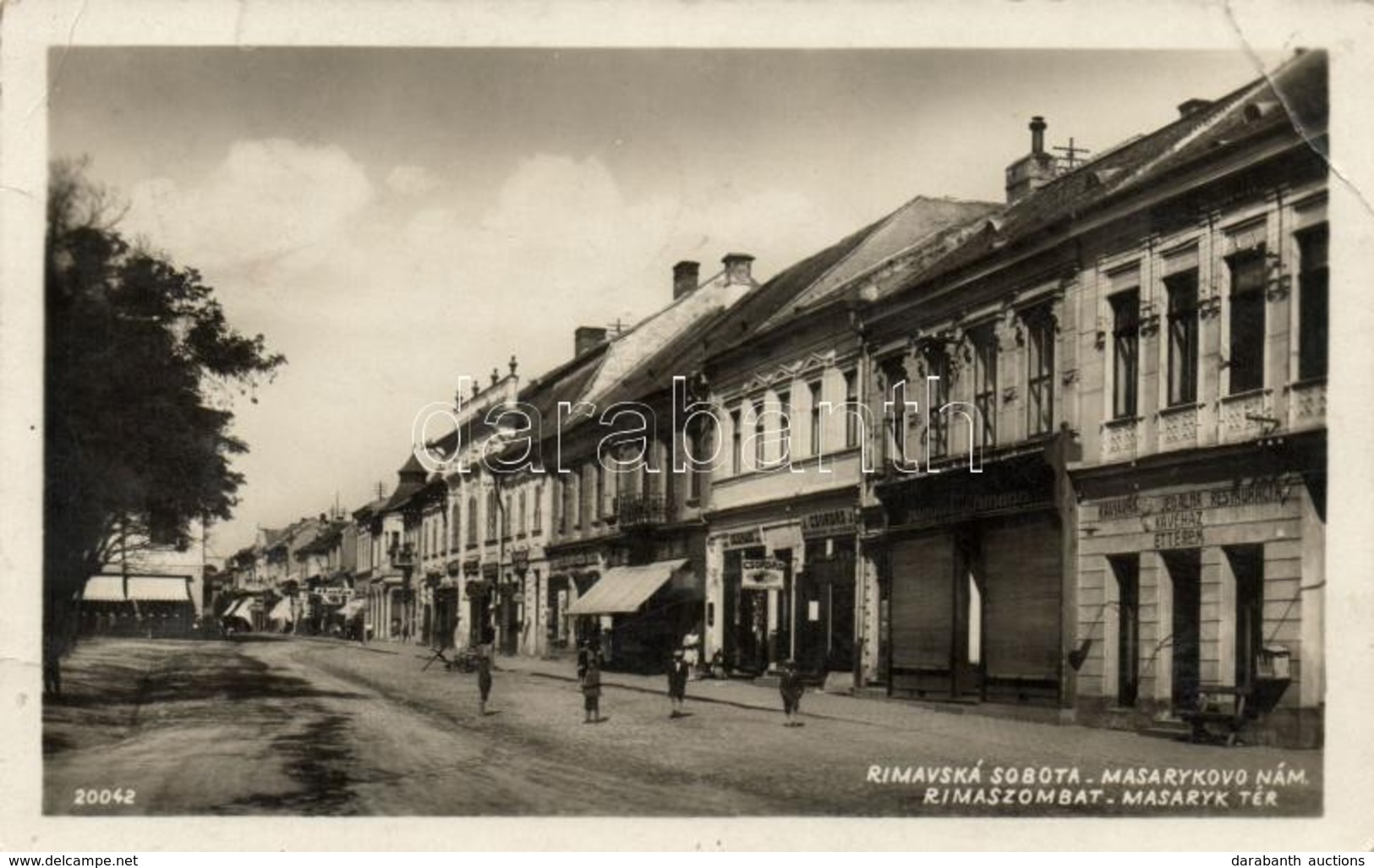 T3 Rimaszombat, Rimavska Sobota; Masaryk Tér, Kávéház, étterem, Bata, Sámuel Altmann, Dickmann, Cejza Roth Géza, Blau Vi - Zonder Classificatie