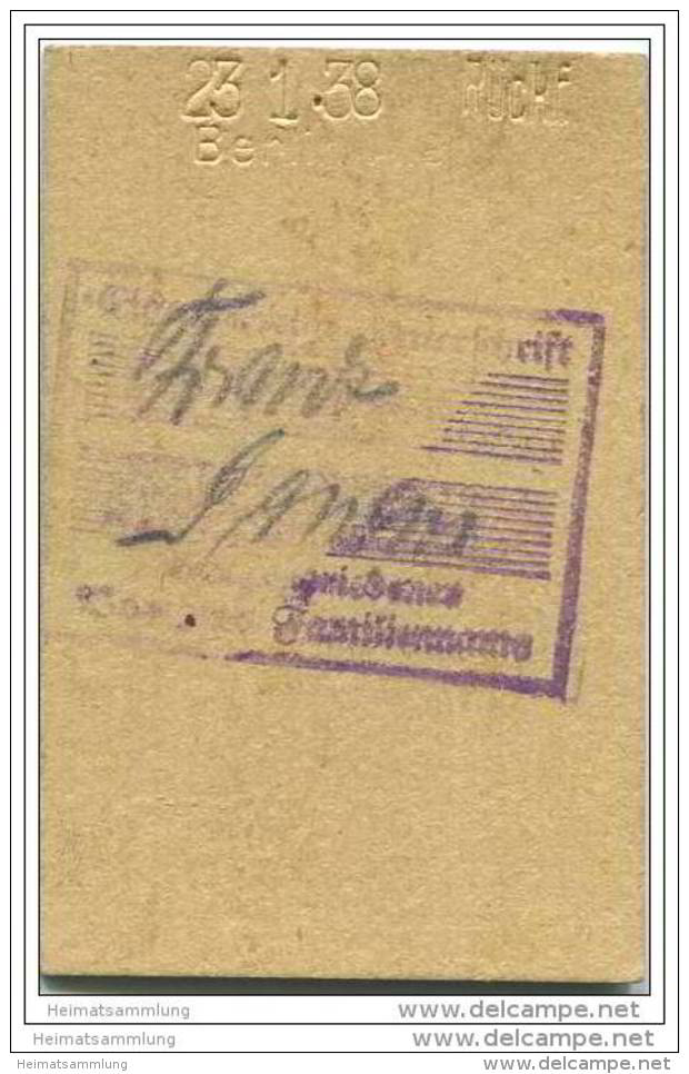 Berlin S-Bahn - Arbeiterwochenkarte 04. 1938 - (Alexanderplatz) - Stadt- Und Ringbahn - 3. Klasse - Europa