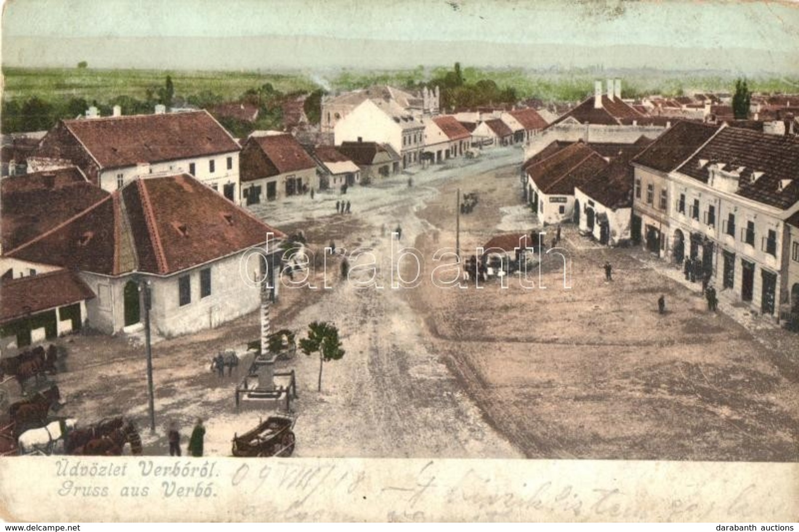 * T2/T3 Verbó, Vrbové; Tér, üzletek, Háttérben A Zsinagóga / Square, Shops, Synagogue In The Background (Rb) - Zonder Classificatie