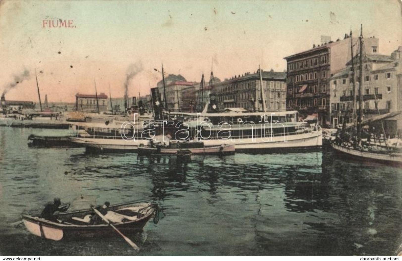 T2/T3 1910 Fiume, Rijeka; Kikötő, Gőzhajók / Port, Ships (EK) - Ohne Zuordnung
