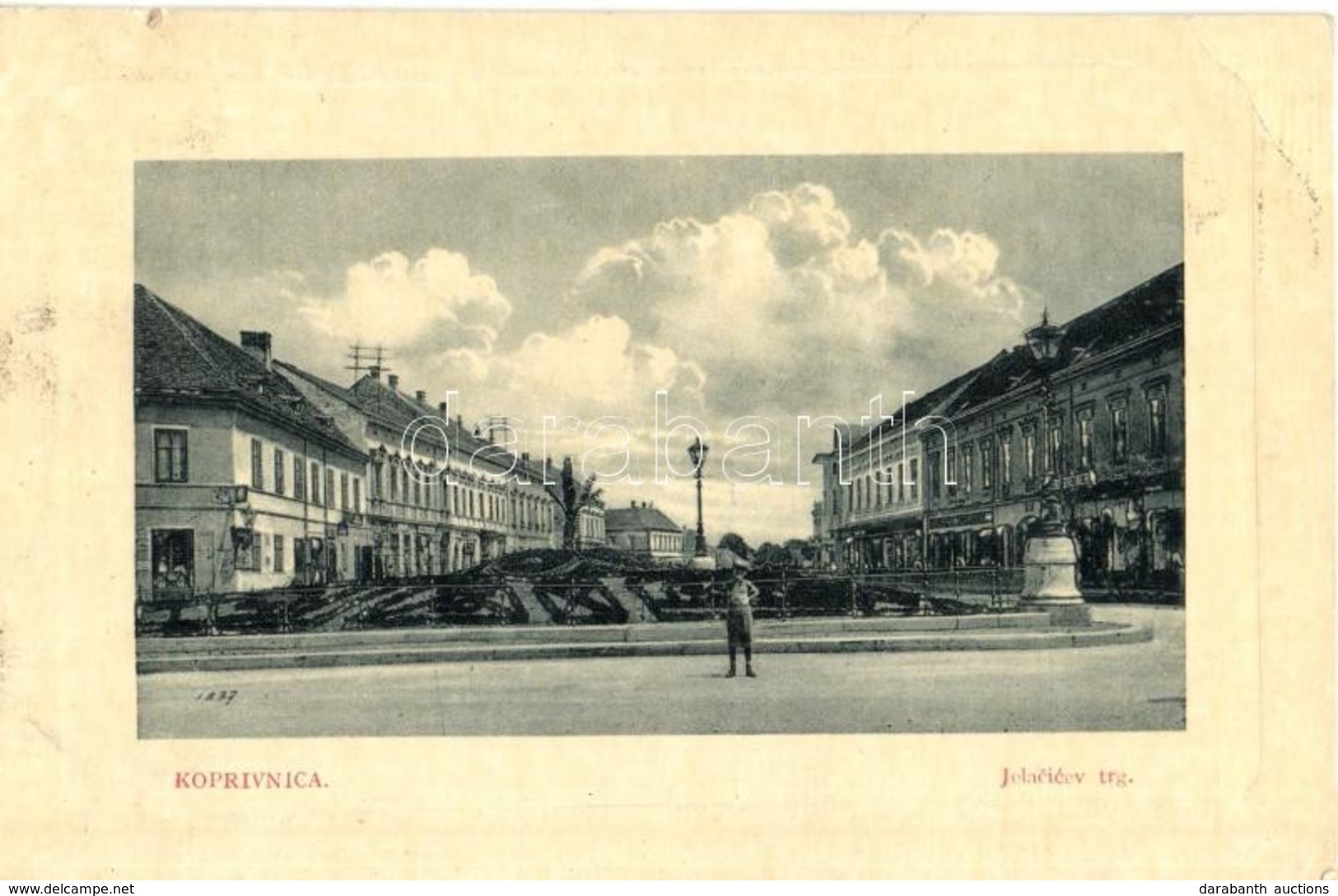 T2/T3 Kapronca, Kopreinitz, Koprivnica; Jelacicev Trg / Jelasics Tér, Breitner üzlete. W. L. Bp. 7191. / Square, Shops ( - Zonder Classificatie