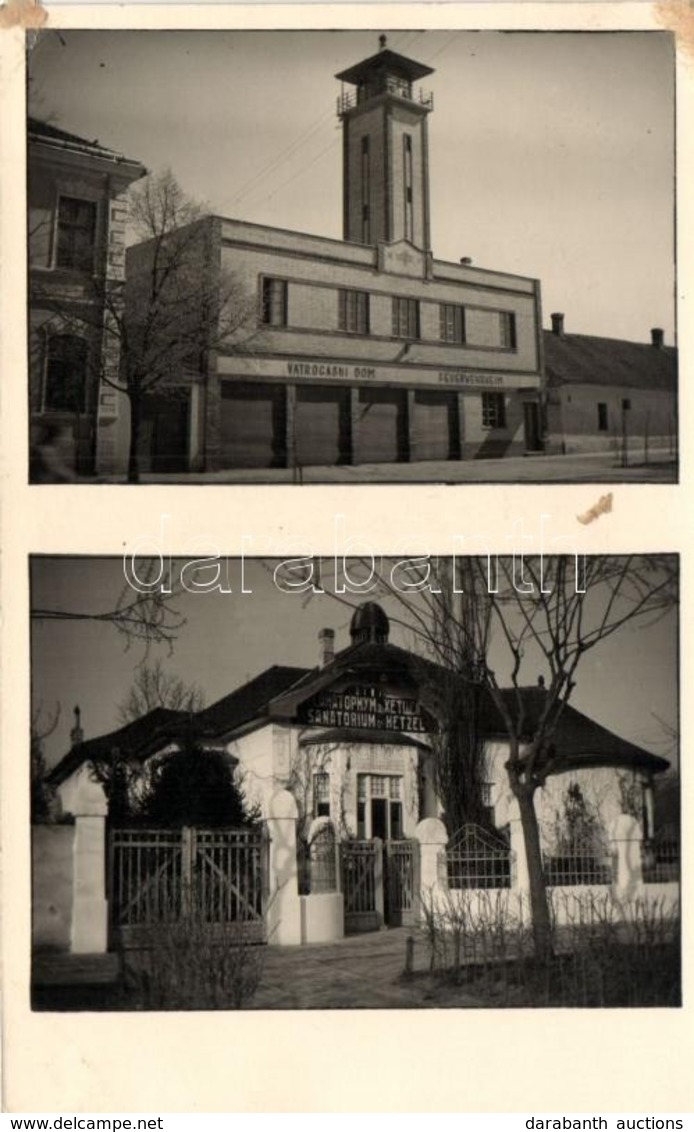 T2/T3 1941 Újverbász, Verbász, Vrbas; Hetzel Szanatórium, Tűzoltóság / Vatrogasni Dom / Fire Station, Sanatorium, Photo  - Zonder Classificatie