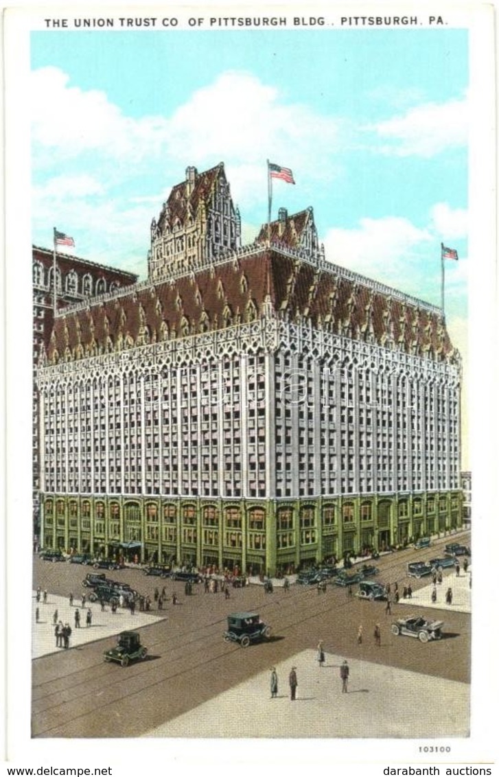 ** T1 Pittsburgh, Pennsylvania; The Union Trust Co. Of Pittsburgh Bldg., Automobiles. Published By I. Robbins & Son - Zonder Classificatie