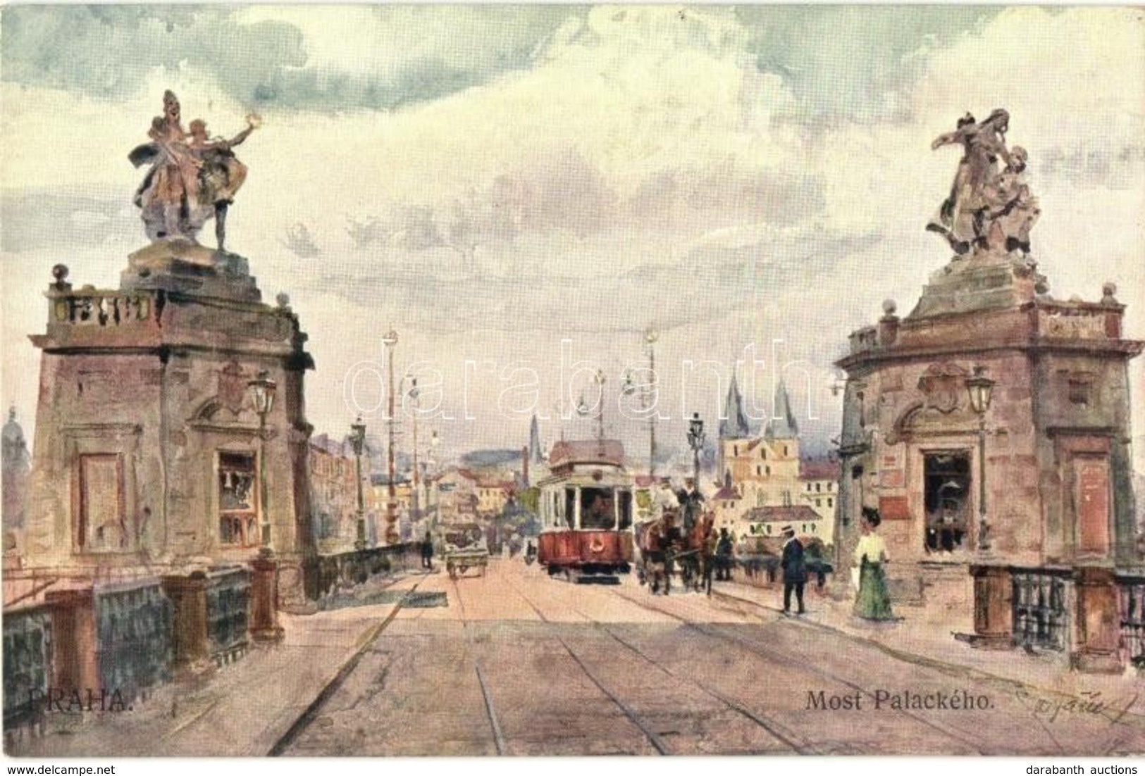 ** T1 Praha, Prag; Most Palackého / Bridge, Tram. F. Jedlicka S III. C. 22. S: J. Safaríka - Zonder Classificatie