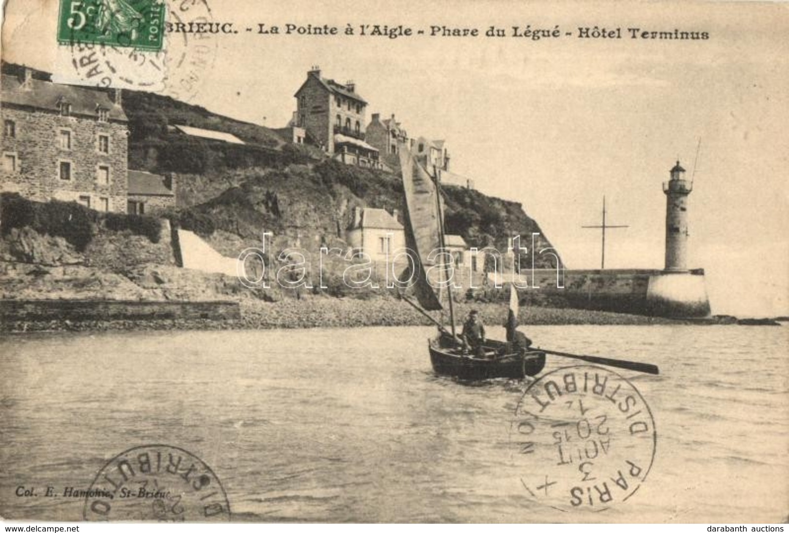 T2/T3 Saint Brieuc. La Pointe á L'Aigle, Phare Du Légué, Hotel Terminus / Lighthouse, Hotel, Boat. TCV Card (EK) - Zonder Classificatie